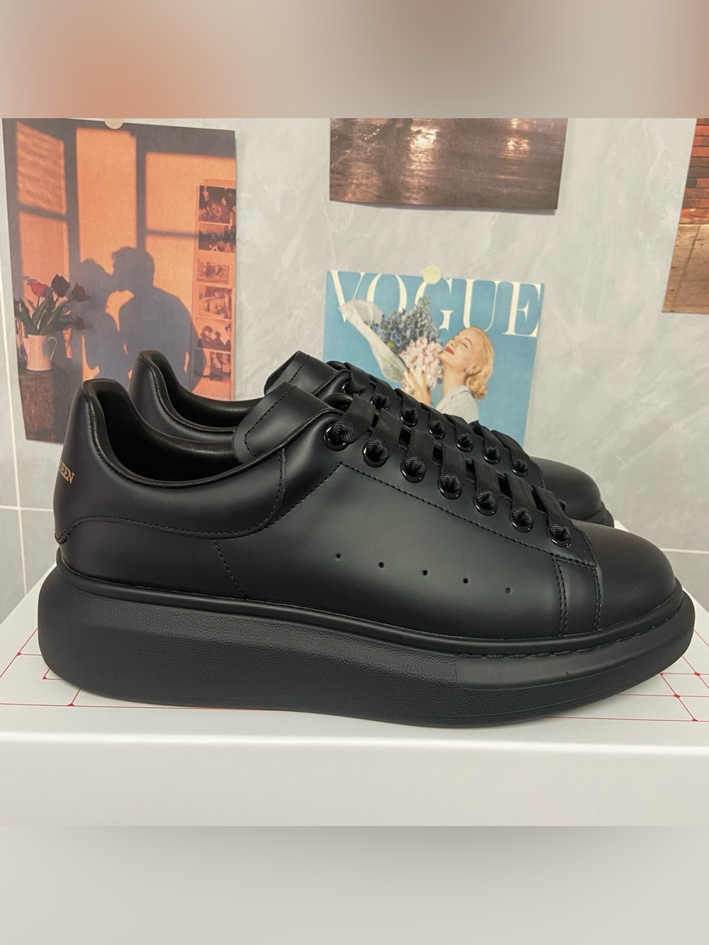 Alexander McQueen Black Leather Oversized Sole Sneakers